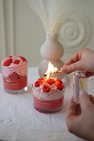 Raspberry dessert candle is scented.