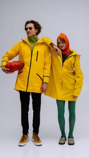 Uniseksowy żółty designerski płaszcz przeciwdeszczowy